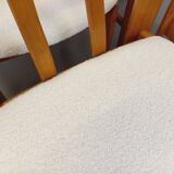 Set of 6 vintage chairs in elm wood and bouclé fabric from the 70s