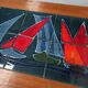 Coffee table year 50 / 60 - tiled tiled Boat decorated Marine feet spindles