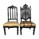 Set of two nanny chairs, blackened wood, Napoleon III