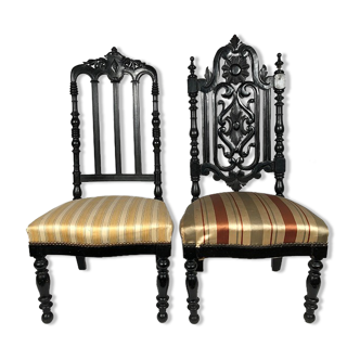 Lot de deux chaises de nourrice, bois noirci, Napoléon III