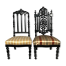 Lot de deux chaises de nourrice, bois noirci, Napoléon III