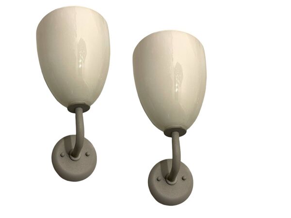 Appliques en verre opalin lot de 2