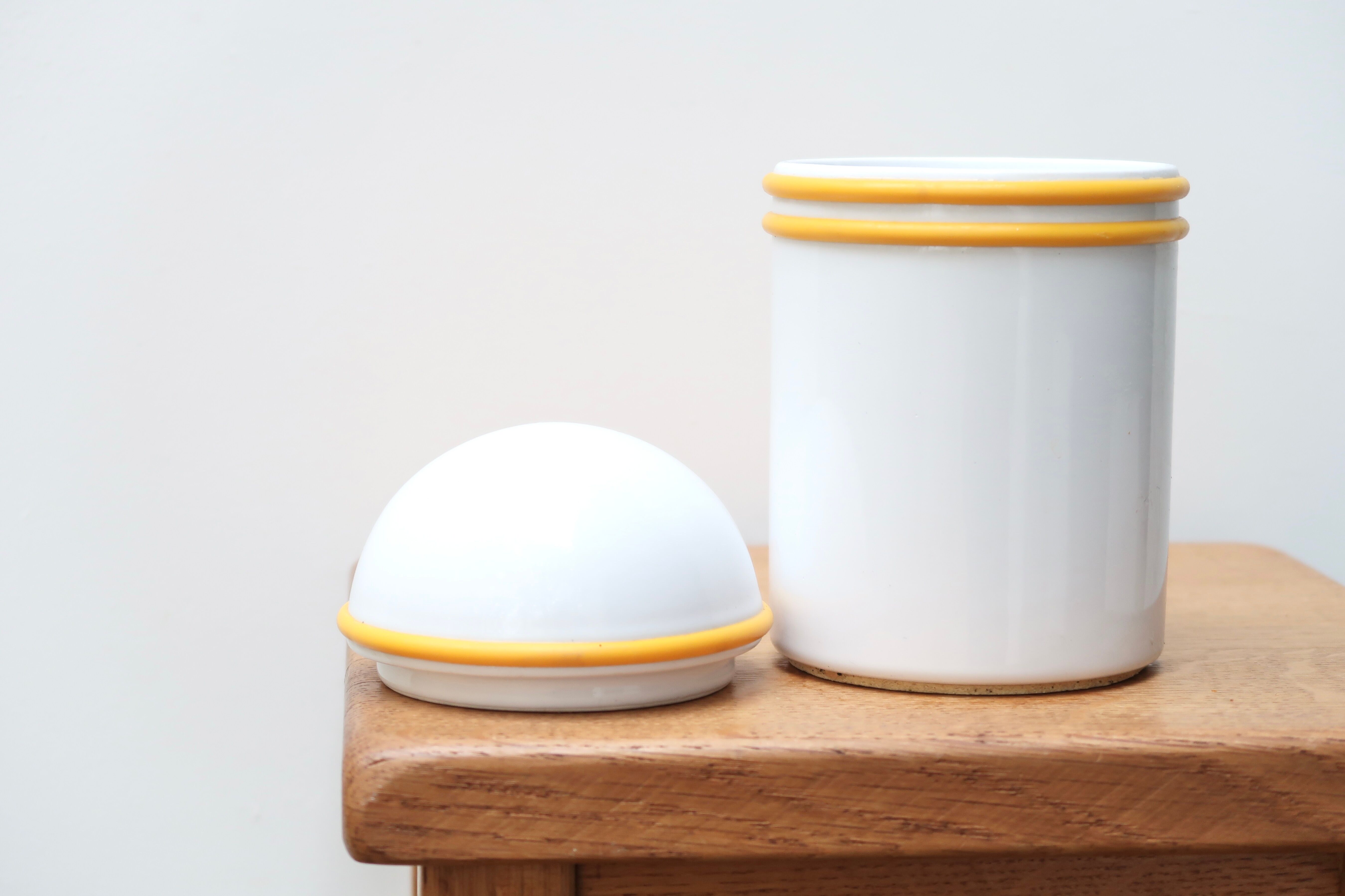 White and yellow ceramic box, 80s