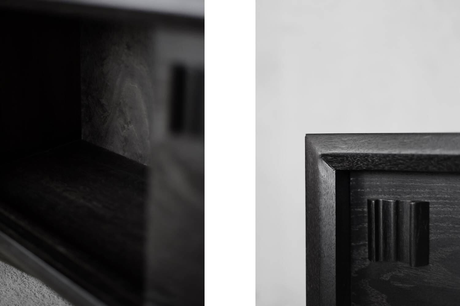 Vintage Mid-Century Scandinavian Modern Dark Oak Sideboard & Wooden Handles