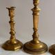 Set of 3 bronze and brass candlesticks, 19th century