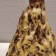Ceramic table lamp, in greenish/brownish glaze, almost in the shape of a volcano.