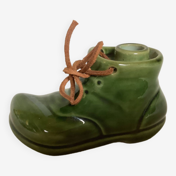 Bougeoir en forme de chaussure céramique verte