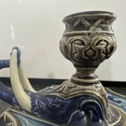 Zoomorphic candlestick, Choisy le Roi Boulenger, in the shape of an elephant, 19th century