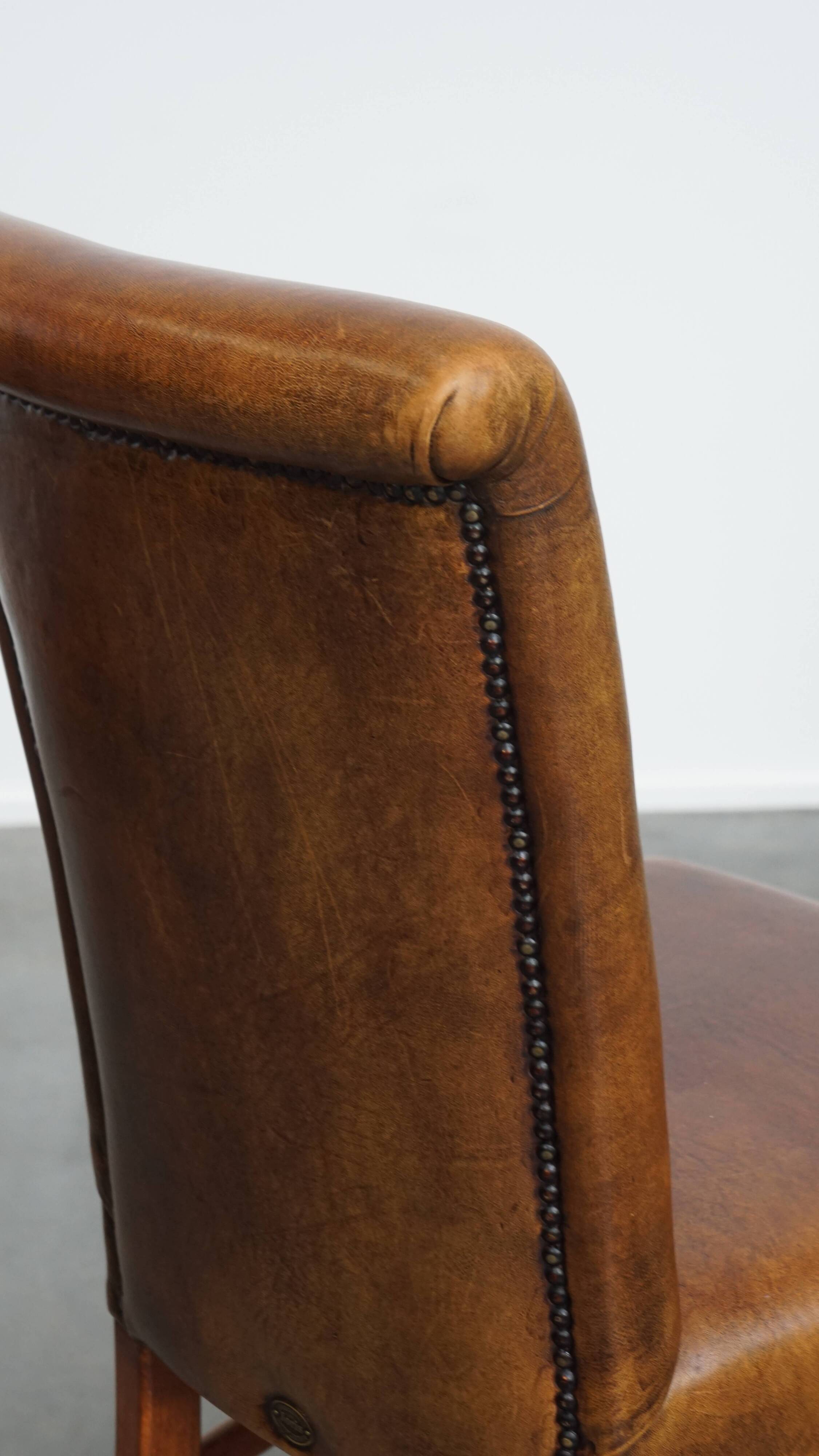 Set of 6 Dining Chairs in Sheepskin Leather