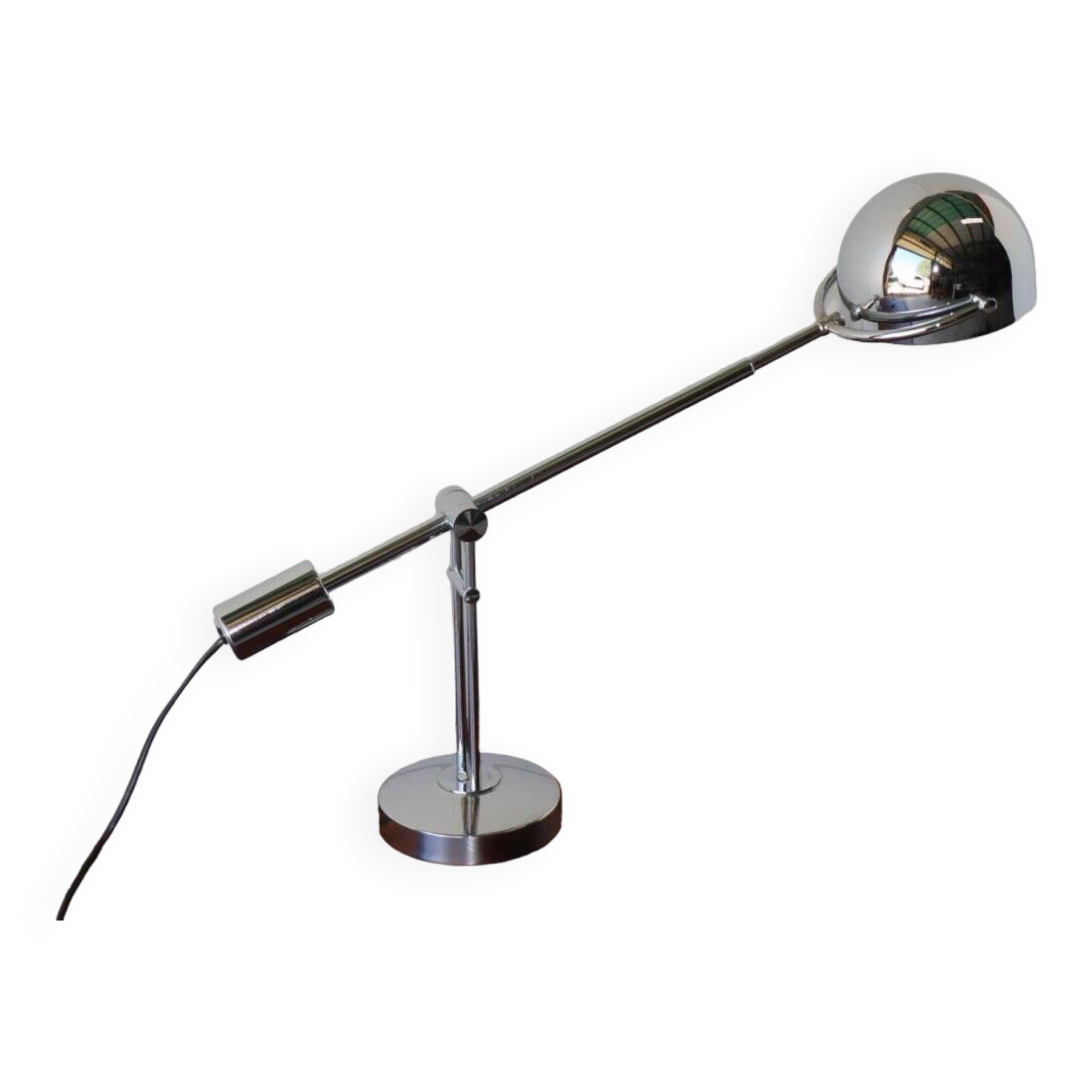 Solere Paris desk lamp with chrome metal pendulum, 1980s