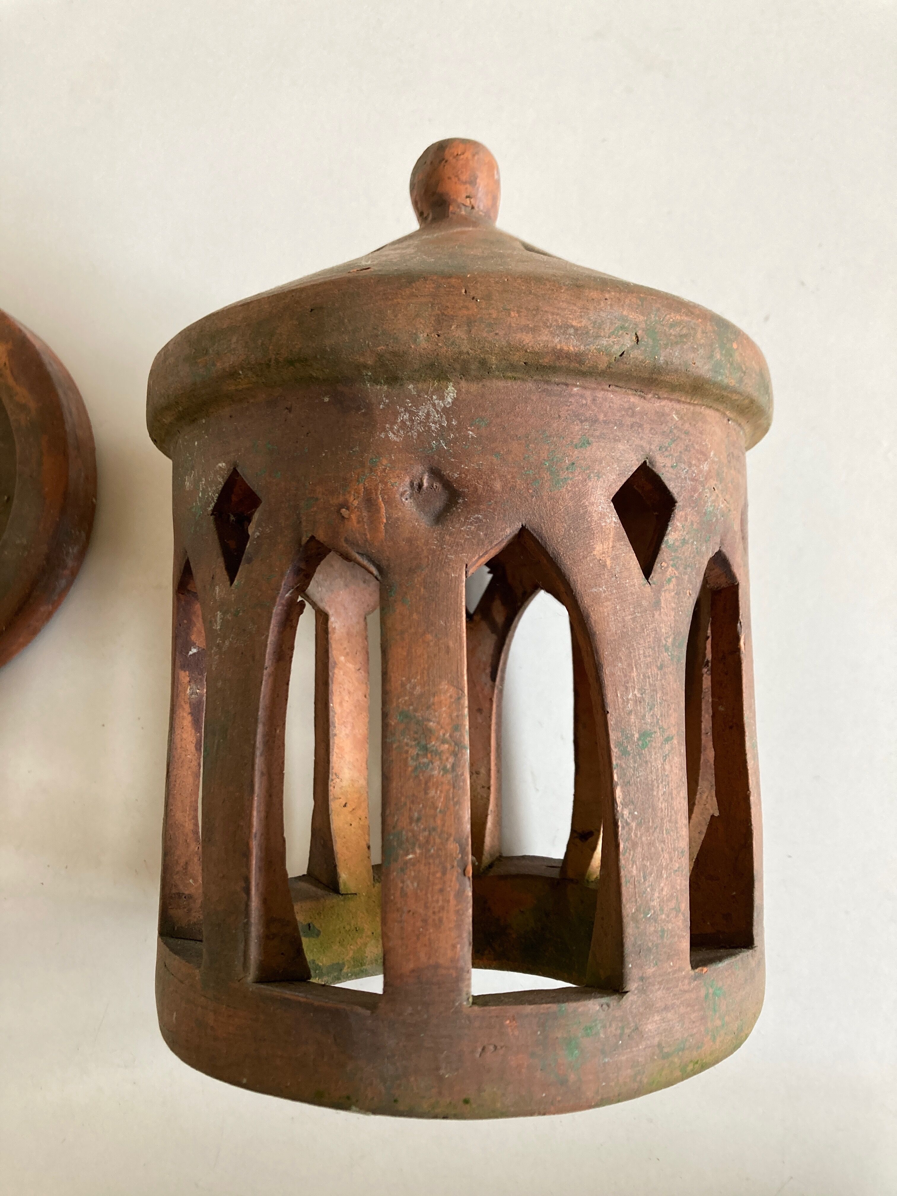 Tuscan lantern garden candle holder in ancient terracotta