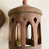 Tuscan lantern garden candle holder in ancient terracotta
