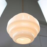 Mid-Century Italian Brass and Opaline Glass Pendant Lamp
