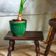 Pair of vintage solid turned wood footstools