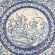 Antique glazed ceramic wall plate with battle scene decoration 41.5 cm