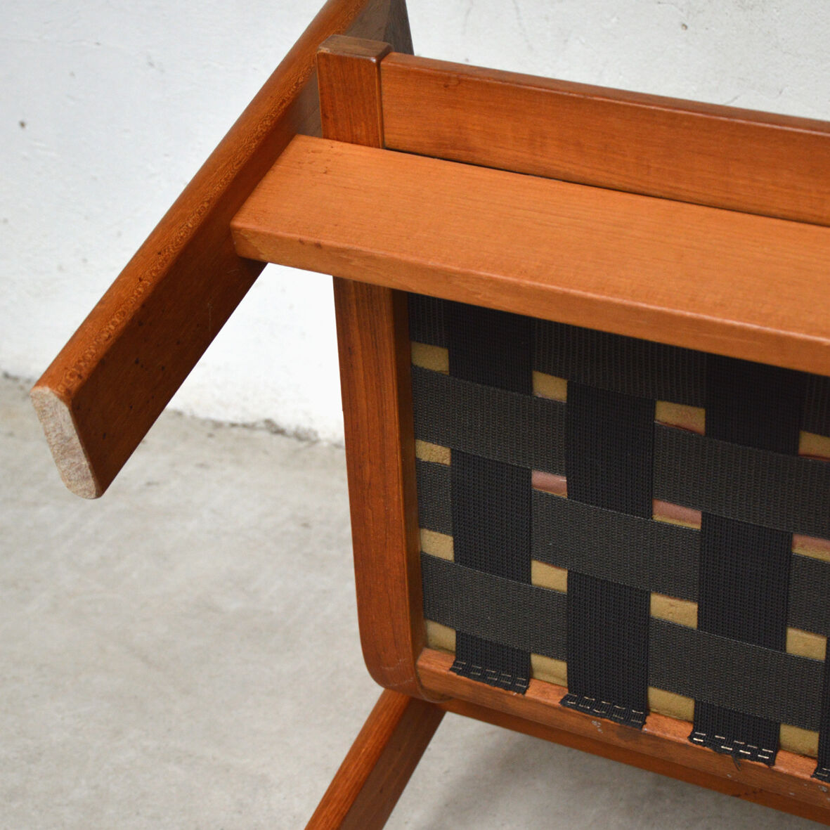 Pair of Danish teak armchairs and footrests, 1960