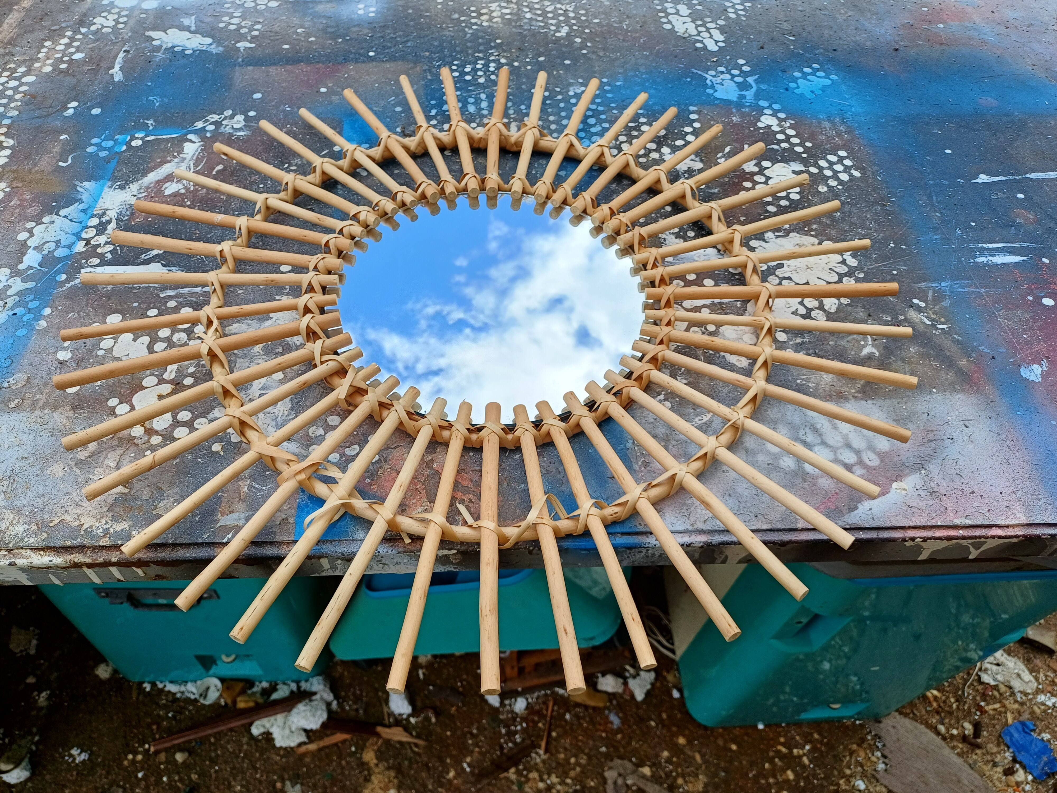 Miroir Soleil Rotin