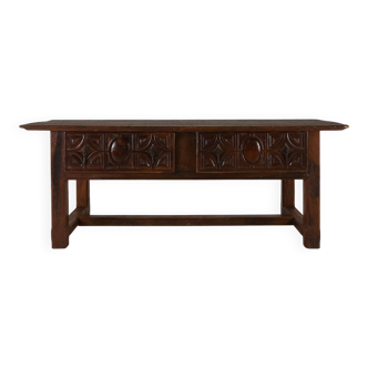Antique Spanish Console Table in carved Oak, 18th Century
