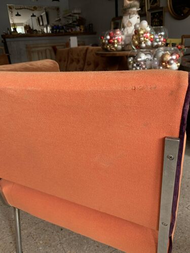 Pair of orange armchairs 70s