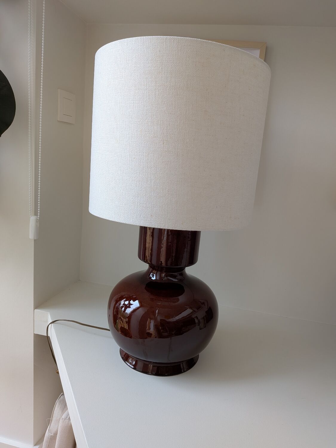 Ceramic lamp and cream lampshade