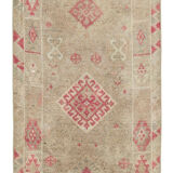 Hand-knotted antique turkish beige runner rug 89 cm x 314 cm