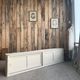 Vintage patinated work cabinet with sliding doors (renovated)