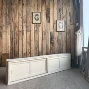 Vintage patinated work cabinet with sliding doors (renovated)
