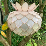 Chandelier, vintage mother-of-pearl lotus pendant 1980