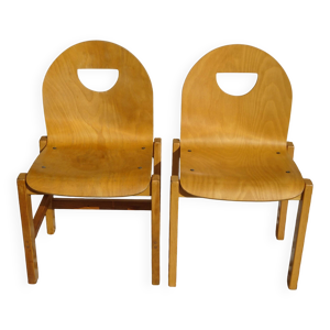 Paire de chaises en bois - dossier