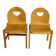 Pair of light wood chairs with post-formed seat and backrest.
