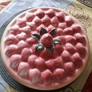 Vintage dessert plate in glazed ceramic with strawberry design, 1950s-1970s.