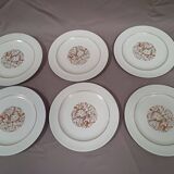 Lot of 6 vintage limoges porcelain dessert plates 1950