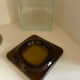 Empty glass pocket Saint Gobain vintage 70s smoked glass