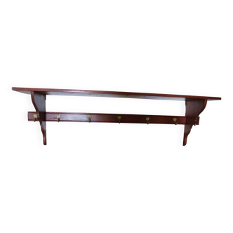 Wall shelf - coat rack - 7 hooks - oak stain - country style - cloakroom