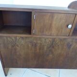 Art Deco headboard with two doors and 3 niches in walnut veneer