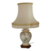Table Lamp with Wooden Plinth & Fringed Shade