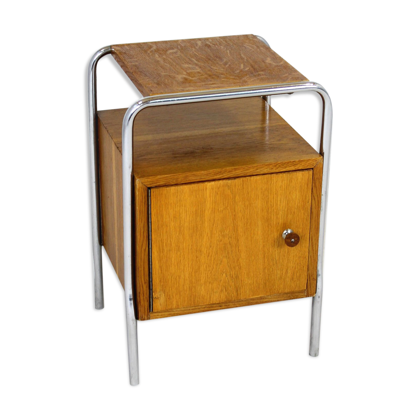 Bauhaus bedside table in chromed tubular steel, 1940s