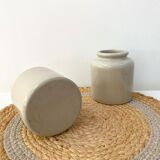 Set of 2 old stoneware mustard pots