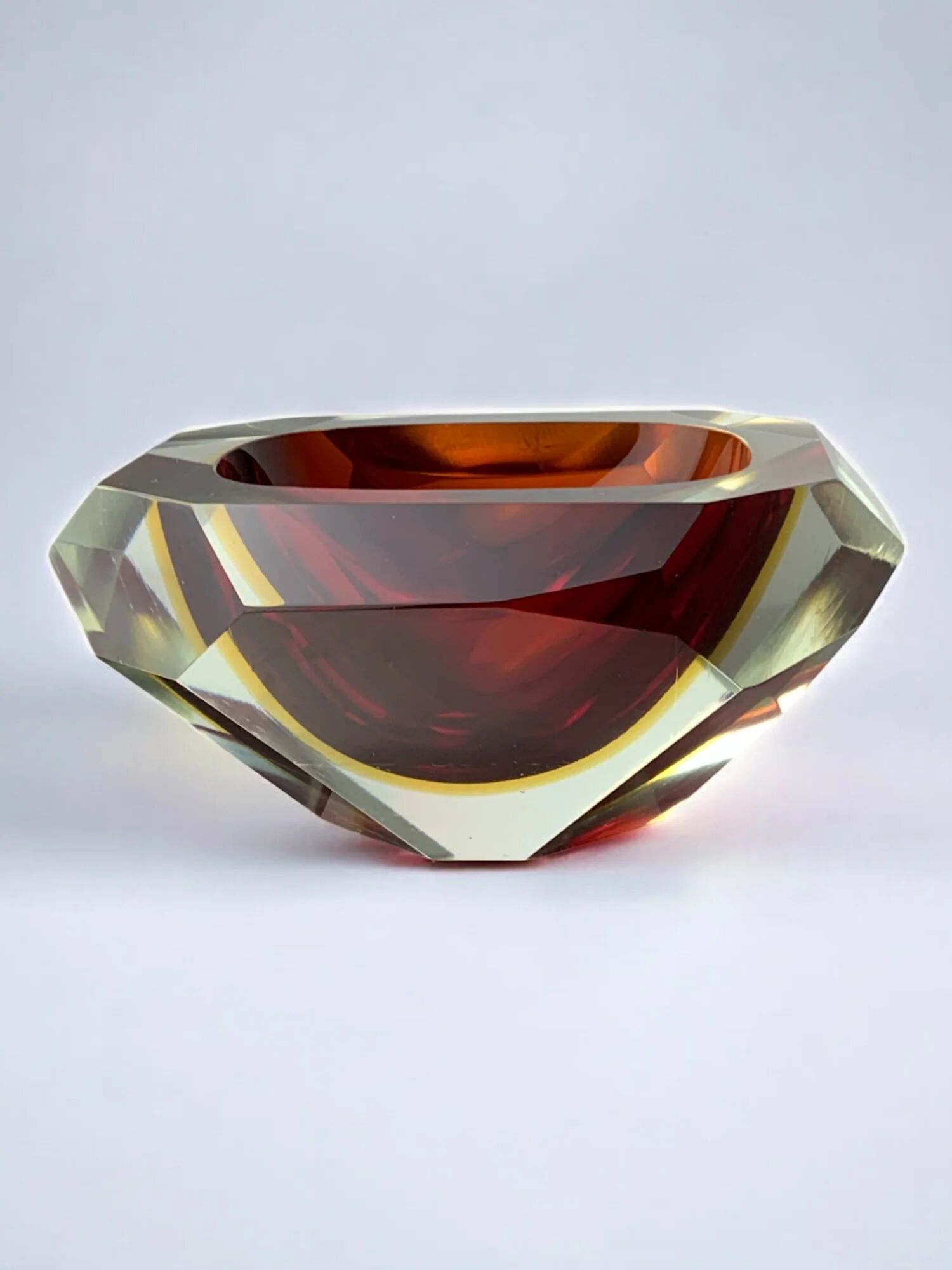 Red and yellow Sommerso ashtray by Seguso, Murano, Italy, 1970s