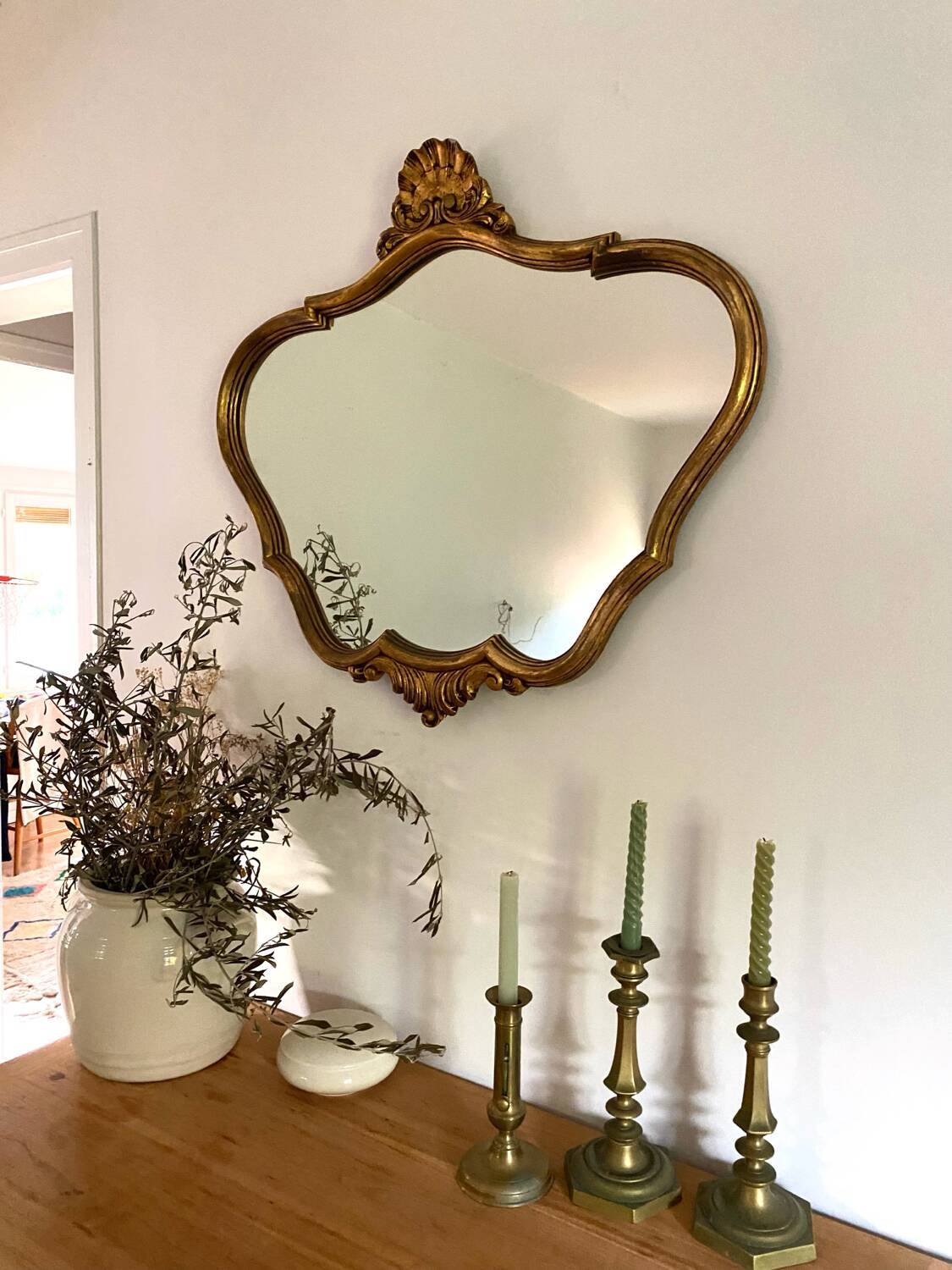 Antique Baroque Shell Mirror