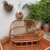 Rattan bench 70s