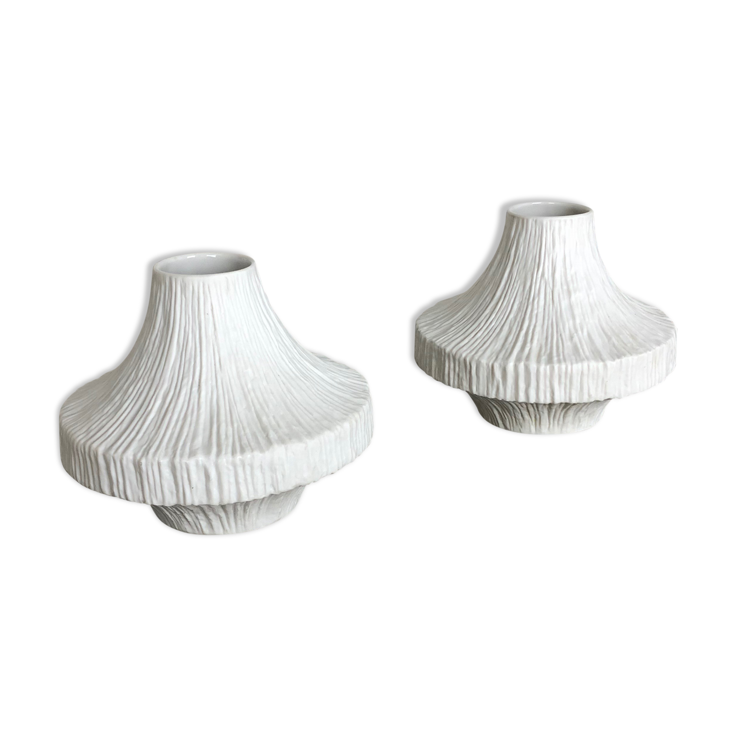 Set of 2 Porcelain Op Art "STONE" Vase by Heinrich Selb, Germany, 1970s