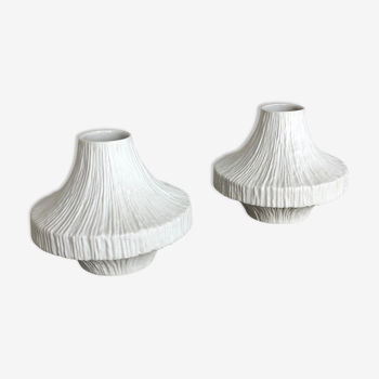 Set of 2 Porcelain Op Art "STONE" Vase by Heinrich Selb, Germany, 1970s