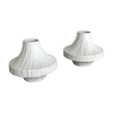Set of 2 Porcelain Op Art "STONE" Vase by Heinrich Selb, Germany, 1970s