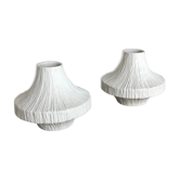 Set of 2 Porcelain Op Art "STONE" Vase by Heinrich Selb, Germany, 1970s