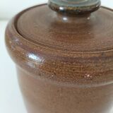 Vintage tea pot in brown flowered stoneware – La Poterie des Mottes – Saint-Amand