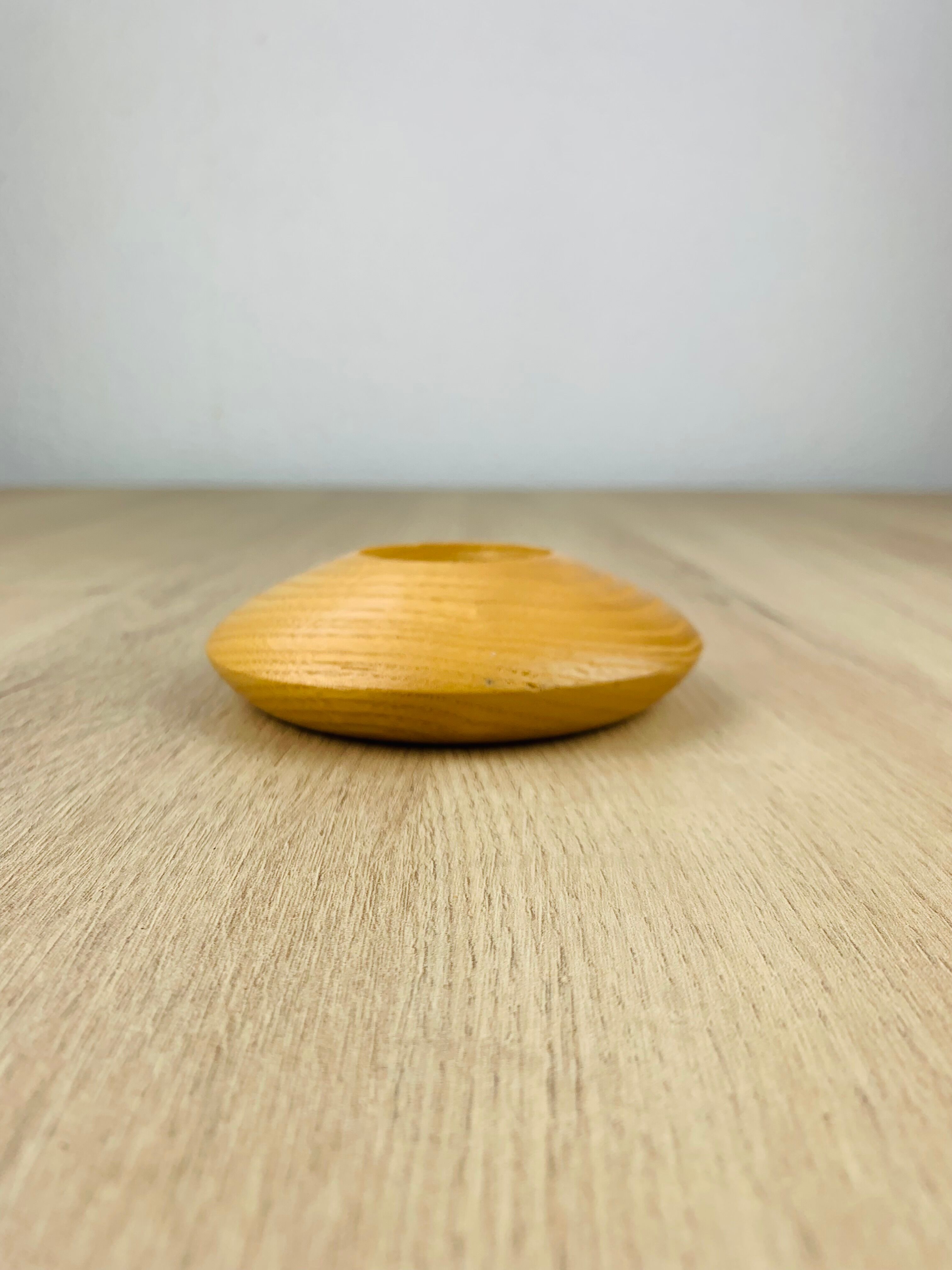 Scandinavian style wooden saucer candle holder