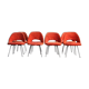 Ensemble de 8 chaises en acier chromé et laine orange, 1960