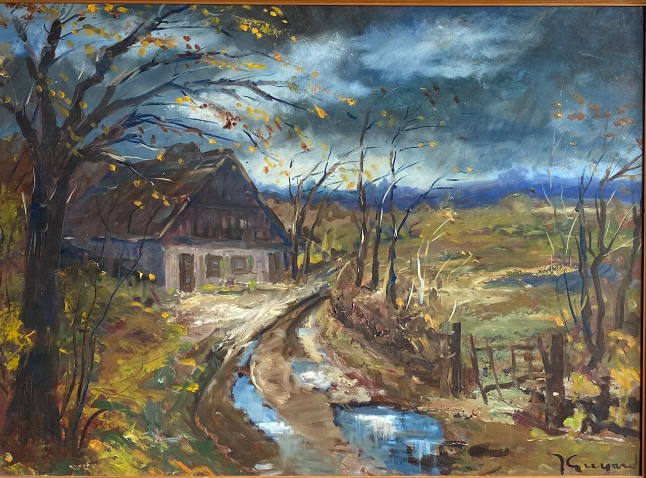 Painting, landscape by Guyard, circa 1960