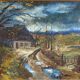 Tableau ancien, paysage signé Guyard, circa 1960